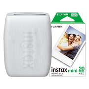 Instax Mini Link 3 Clay White + Fujifilm Instax Mini Colorfilm Glossy (20 stuks)