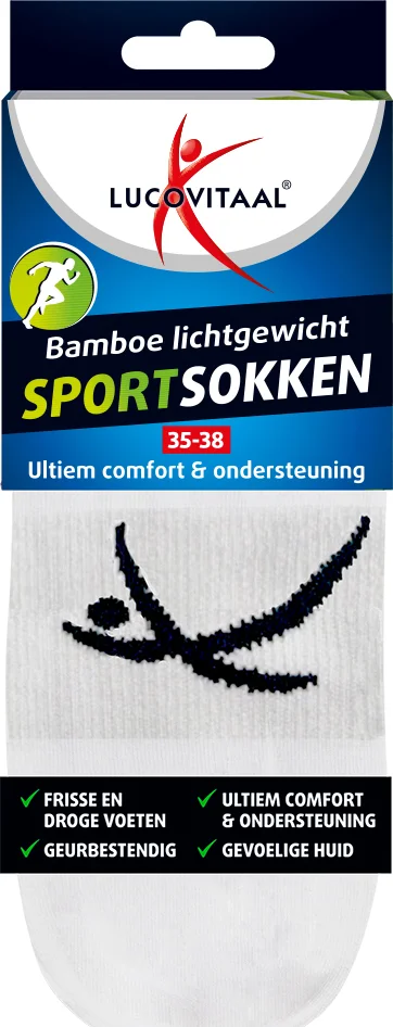 Lucovitaal Sportsokken Bamboe 39-42 Wit 1PR
