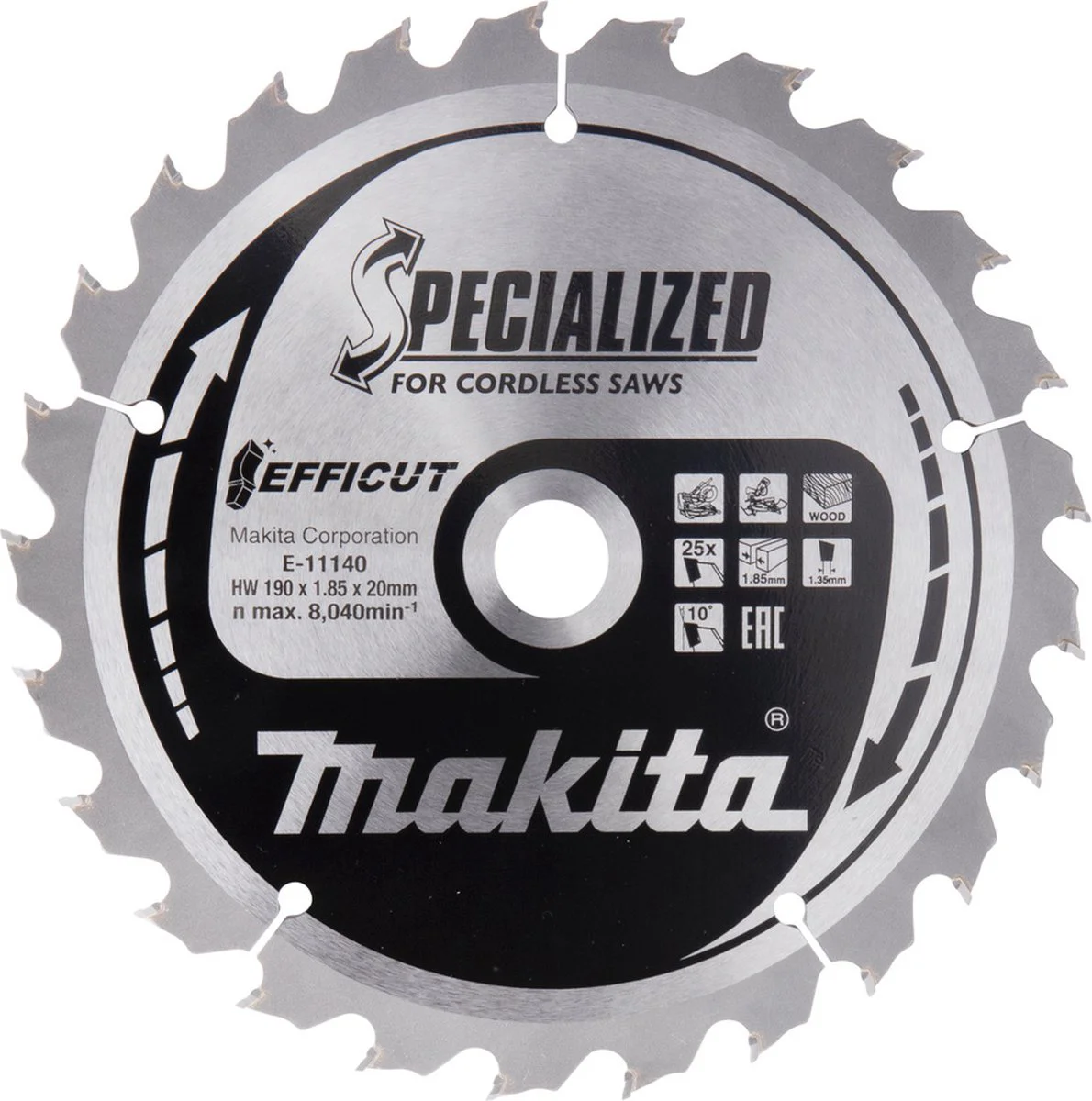 Makita E-11178 Afkortzaagblad Hout | Efficut | 190 x 20 mm | 25-tands