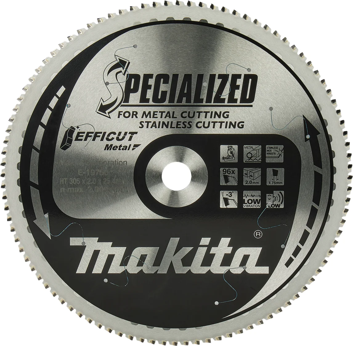 Makita E-19750 Afkortzaagblad RVS/staal | Efficut | 305 x 25,4 mm | 96-tands