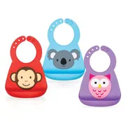 Nuby 3D Silicone Slabbetje met Dierendesigns
