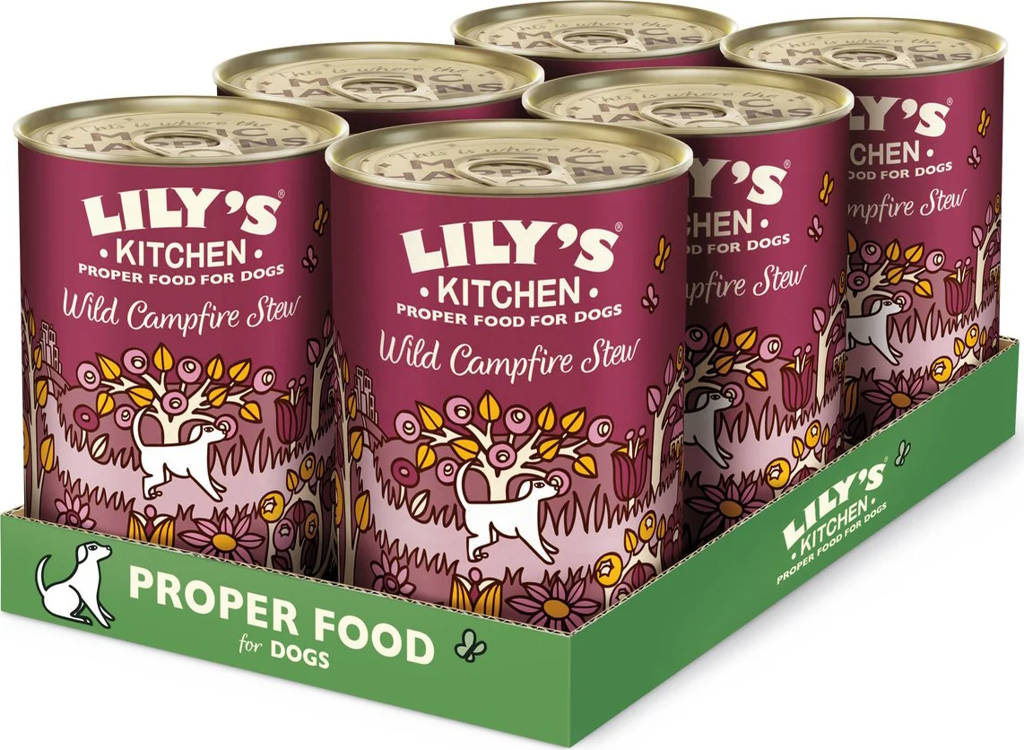 6x Lily's Kitchen Hondenvoer Nat Wild Campfire Stew Hert - Fazant - Zalm 400 gr