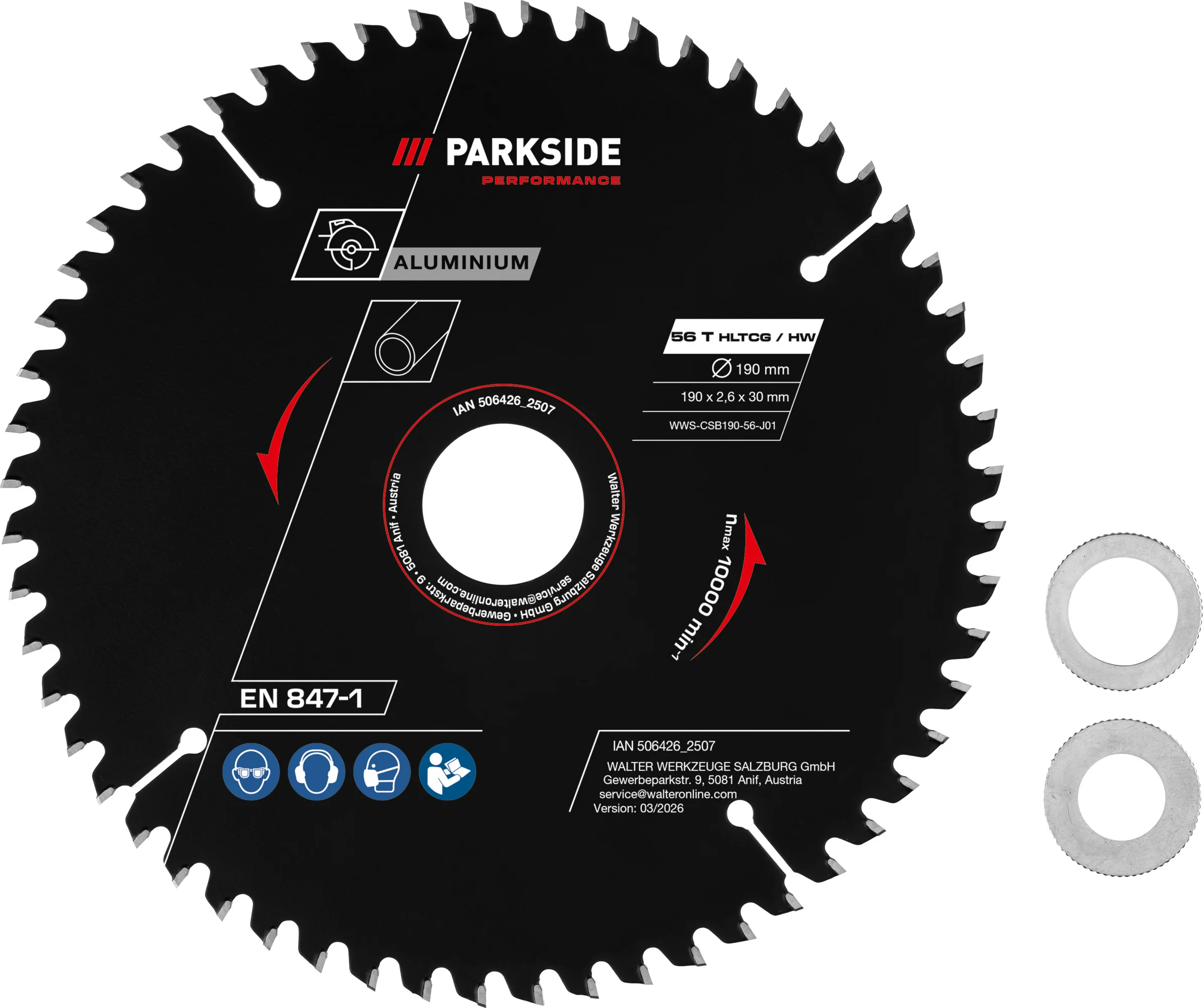 PARKSIDE PERFORMANCE Cirkelzaagblad 190 mm (Aluminium 56 tanden)