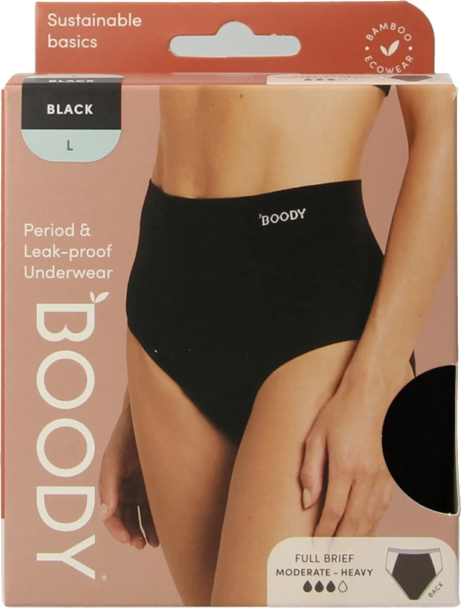 Boody Menstruatieondergoed Tailleslip Zwart Normaal/Hevig Maat L