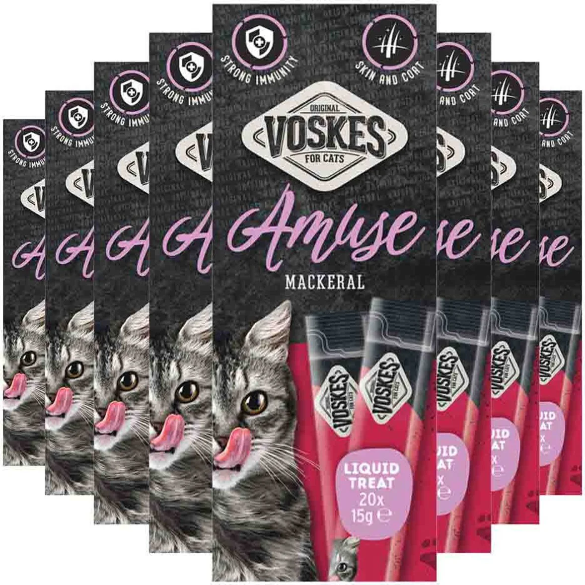 8x Voskes Kattensnack Liquid Treat Makreel 20x15 gr