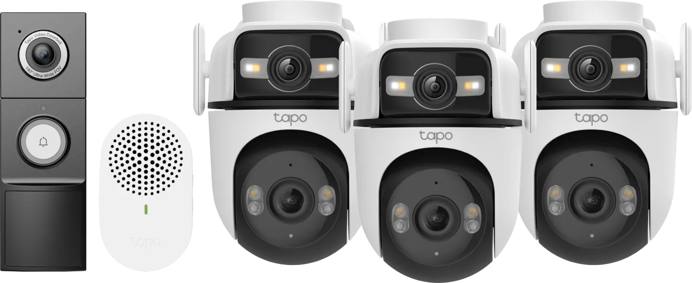 TP-Link Tapo C545D 3-Pack + D235 Smart Battery & Wired Doorbell