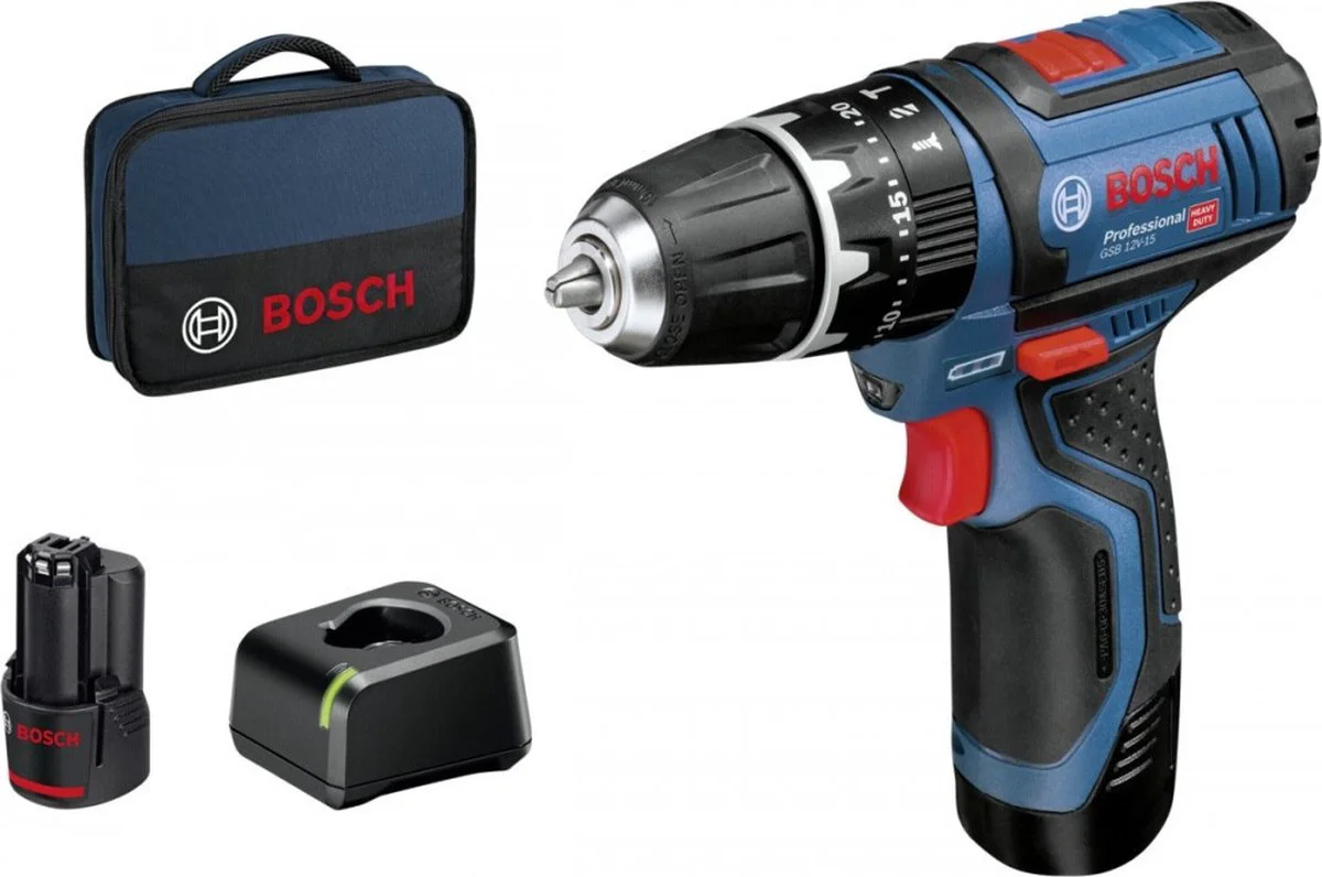 Bosch Professional GSB 12V-15 Accu klop-/schroefboormachine 12V 2.0Ah in etui - 06019B690H