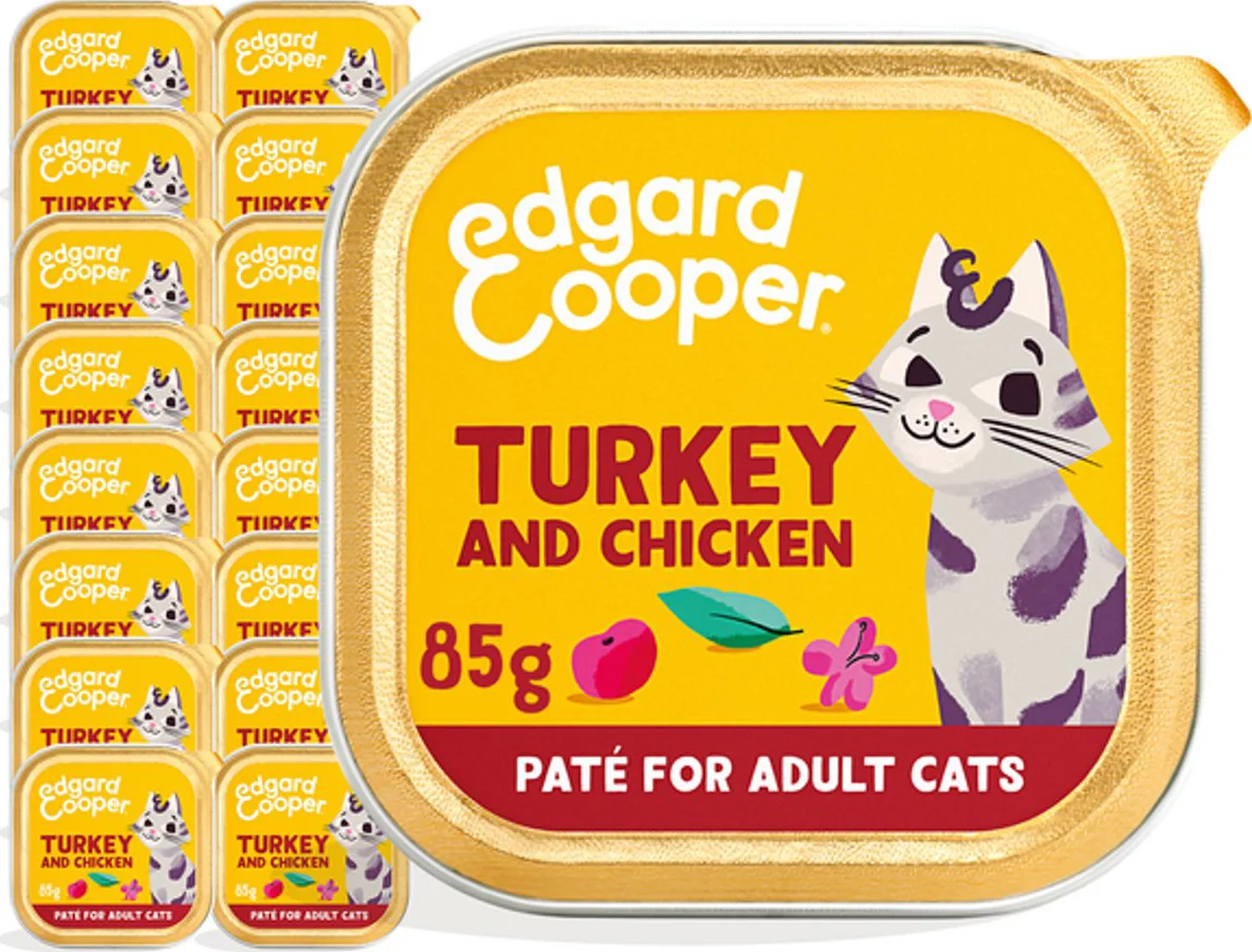 16x Edgard & Cooper Kattenvoer Adult Pate Kalkoen - Kip 85 gr