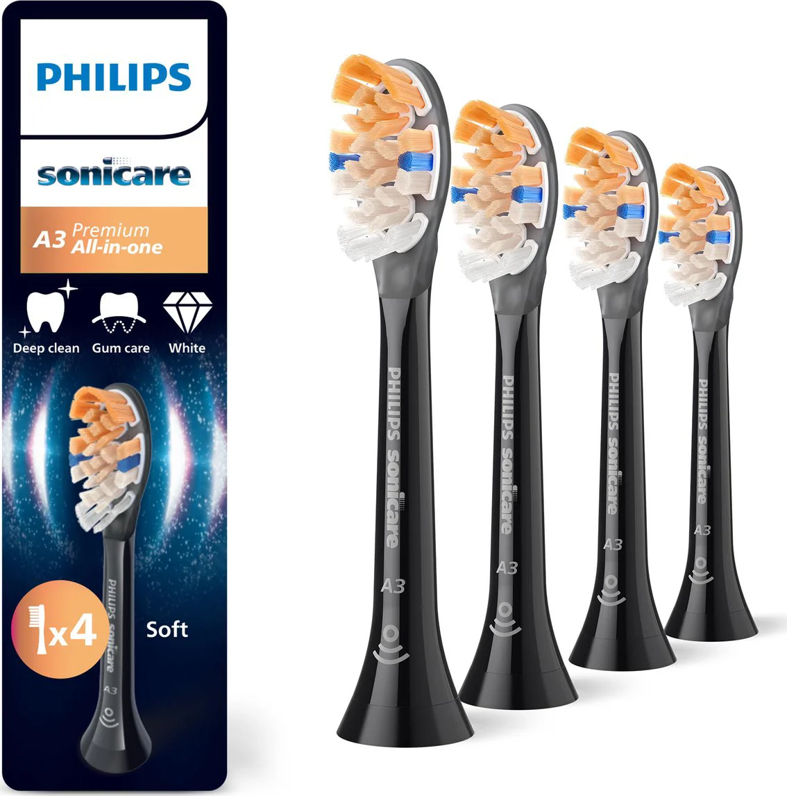 Philips Sonicare Opzetborstels All-in One Zwart 4 stuks