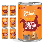 6x Edgard & Cooper Blik Vers Vlees Hondenvoer Kip - Kalkoen 400 gr