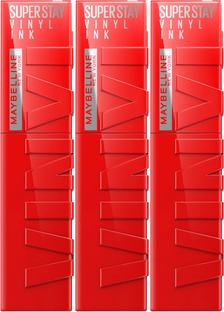 3x Maybelline SuperStay Vinyl Ink Liquid Lipstick 25 Red-Hot