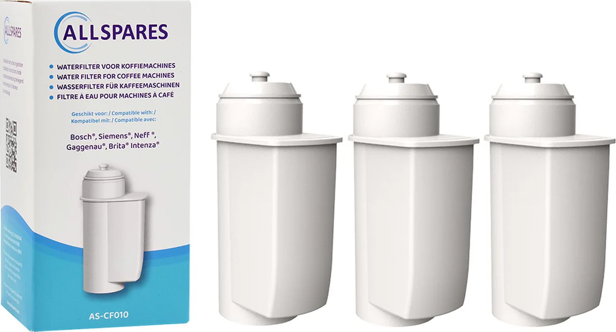 AllSpares Waterfilter (3x) voor Koffievolautomaten geschikt voor Brita Intenza TCZ7003 - TZ70003