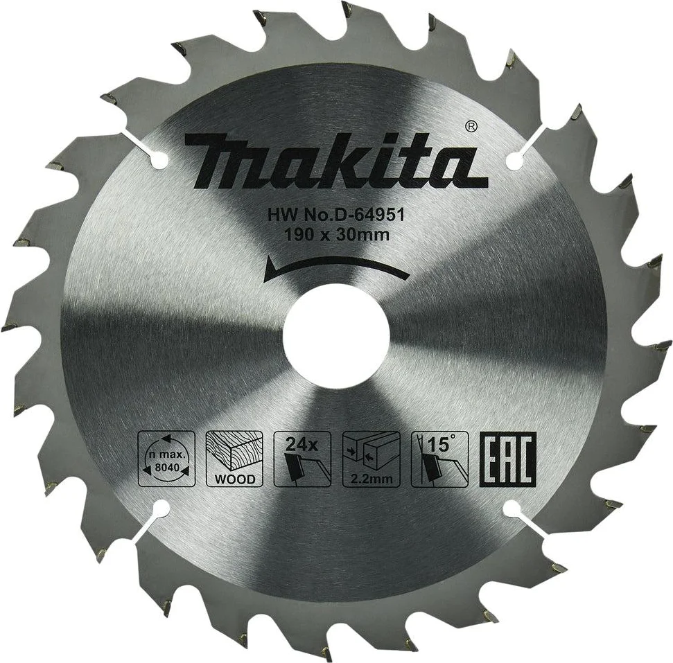 Makita Cirkelzaagblad voor Hout | Standaard | Ø 190mm Asgat 30mm 24T - D-64951
