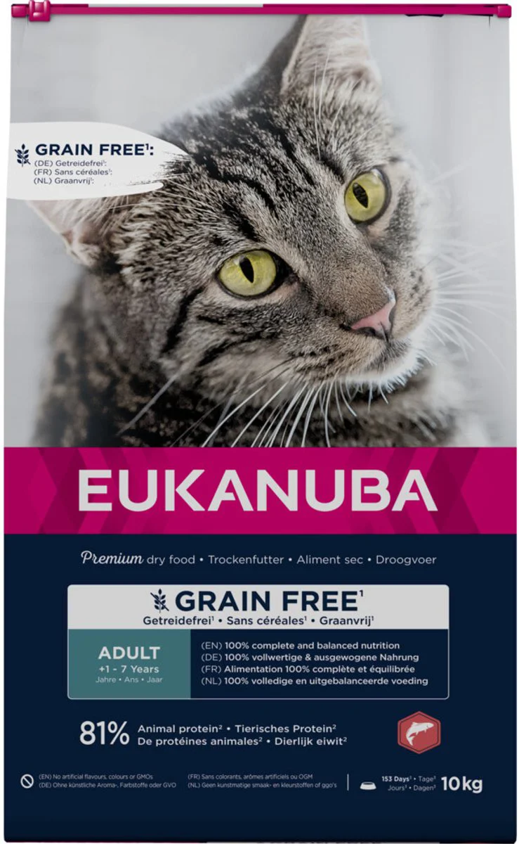 Eukanuba Kattenvoer Droog Adult Graanvrij Zalm 10 kg