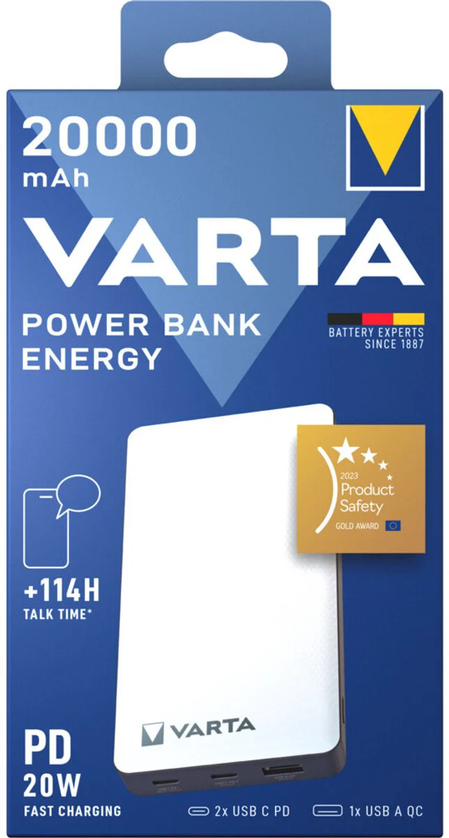 Varta Power Bank Energy 20000 mAh Box 1 stuk