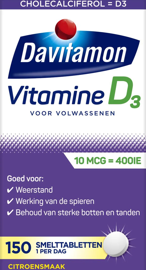 Davitamon Vitamine D 10 MCG Volwassenen 150 smelttabletten