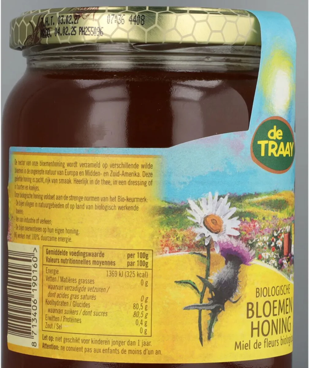 De Traay Bloemenhoning Biologisch 900GR