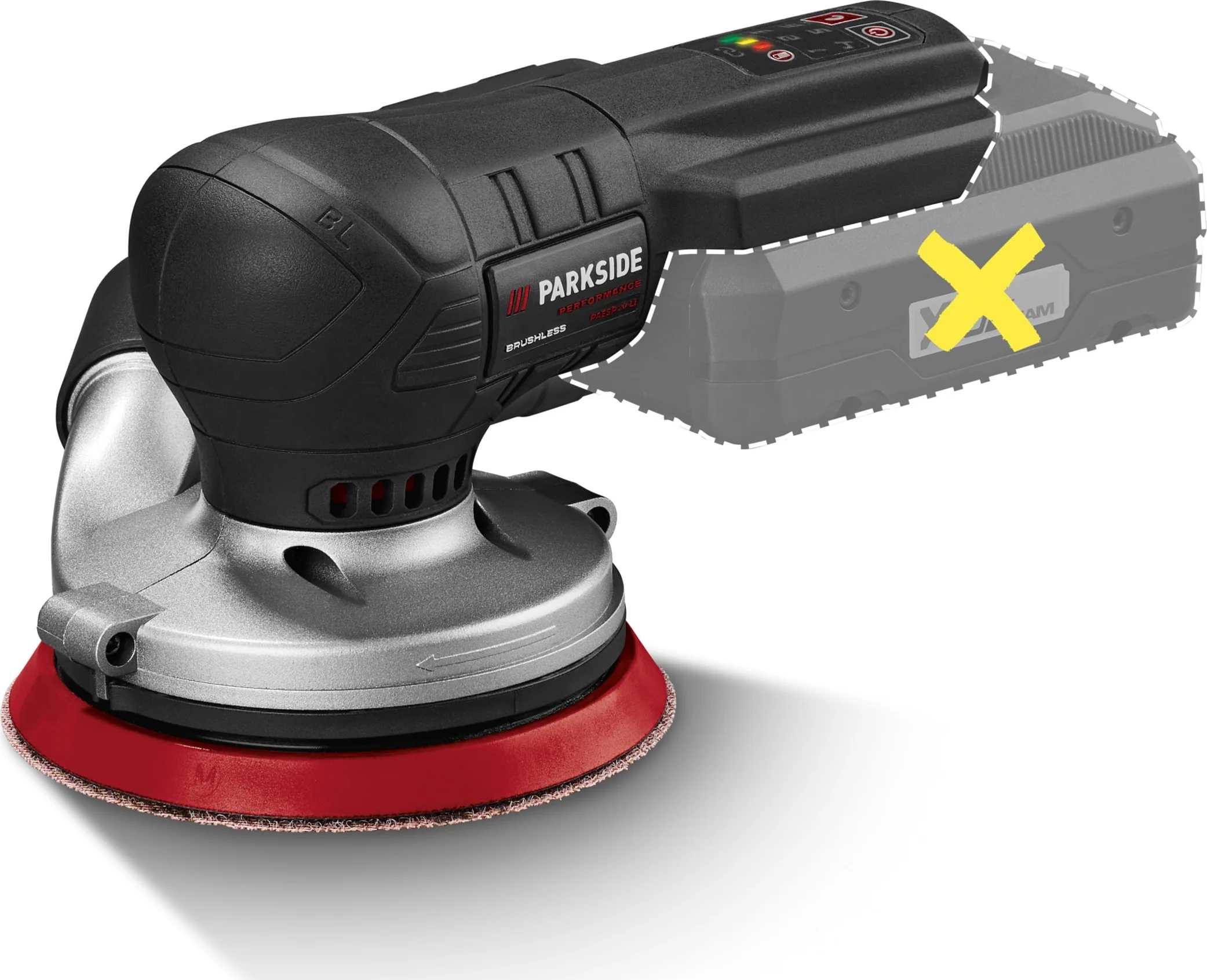 PARKSIDE PERFORMANCE Accu-schuurmachine 20 V zonder accu (20V accu-excentrische schuurmachine)