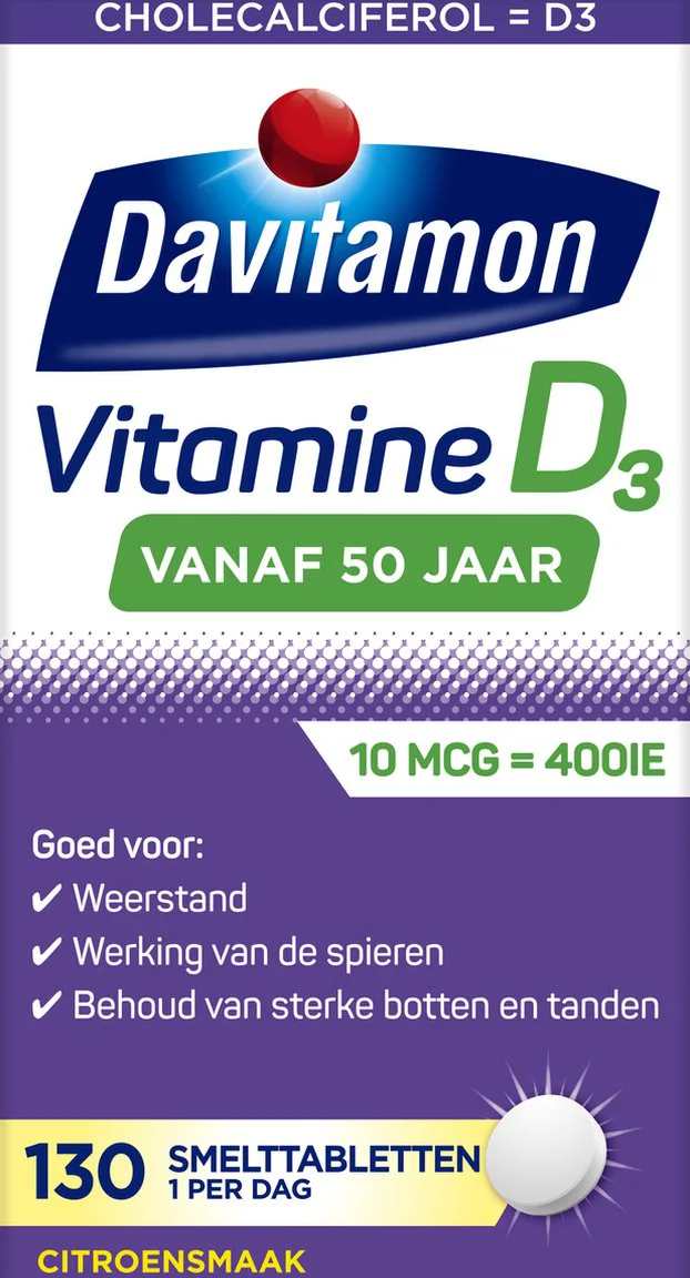 Davitamon Vitamine D3 Vanaf 50 Jaar 130 smelttabletten