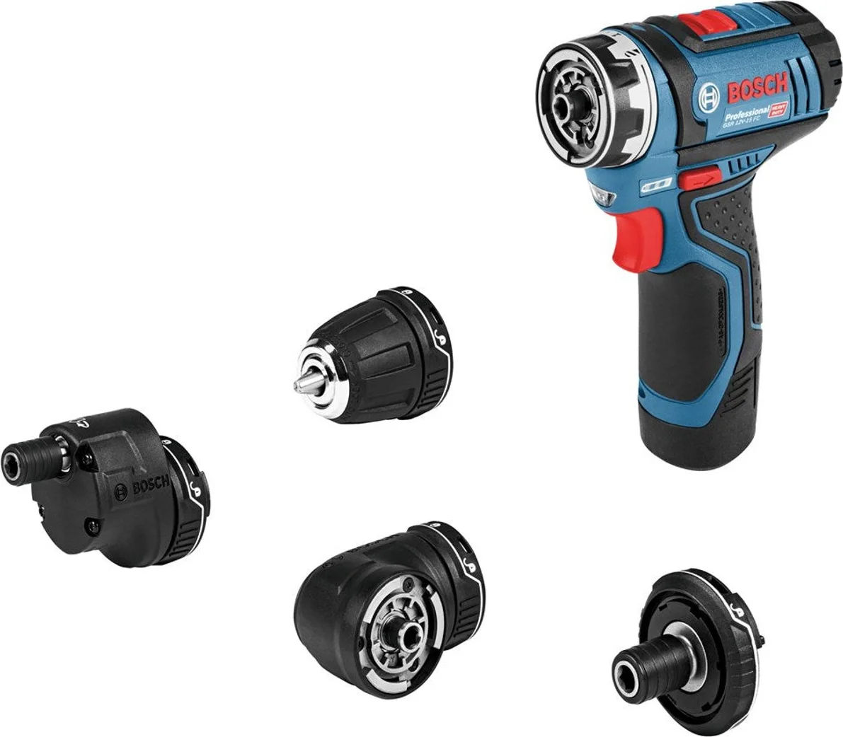 Bosch Professional GSR 12V-15 FC FlexiClick schroefboormachine + 4x hulpstukken 12V 2.0Ah in L-Boxx - 06019F6000