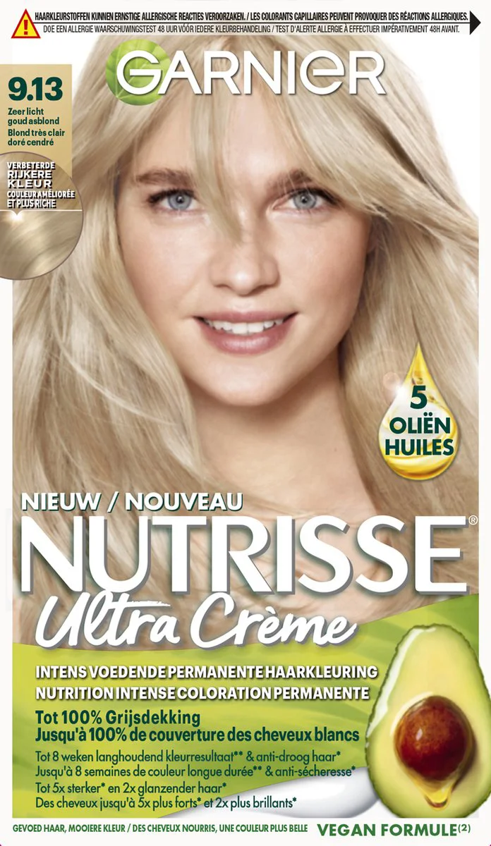 Garnier Nutrisse Creme Haarverf 9.13 Zeer Licht As Goudblond