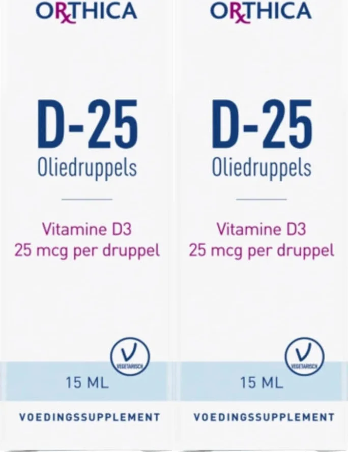 2x Orthica Vitamine D-25 Oliedruppels 15 ml