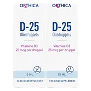 2x Orthica Vitamine D-25 Oliedruppels 15 ml