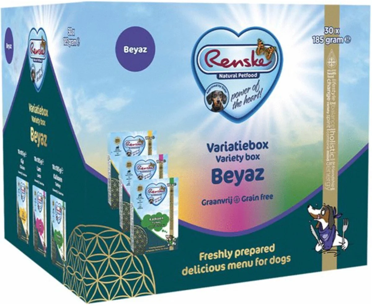 Renske Vers Variatiebox Hondenvoer Nat Beyaz Graanvrij 30 x 185 gr