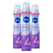 3x NIVEA Styling Spray Hold 4 Extra Strong 250 ml