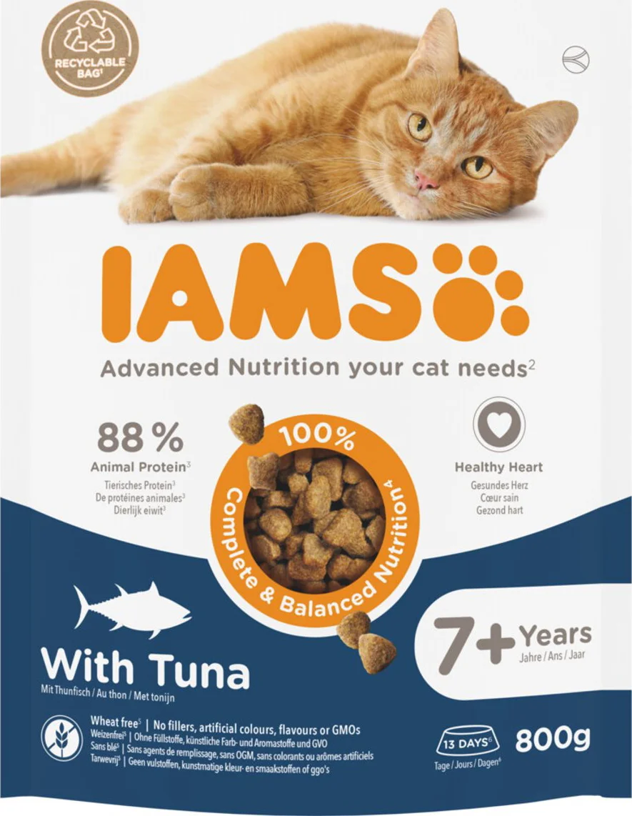 IAMS Cat Senior 7+ Kattenvoer Tuna 800 gr