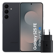 Samsung Galaxy S25 FE 256GB Zwart 5G + Samsung Oplader 25 Watt Zwart
