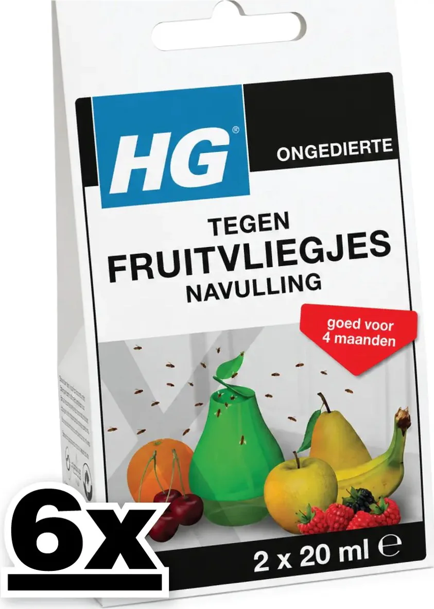 6x HG X Fruitvliegjesval Navulling 40 ml