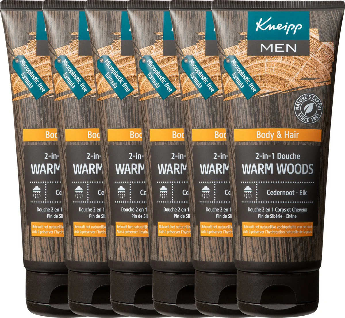 6x Kneipp Douche Men 2-in-1 Warm Woods 200 ml