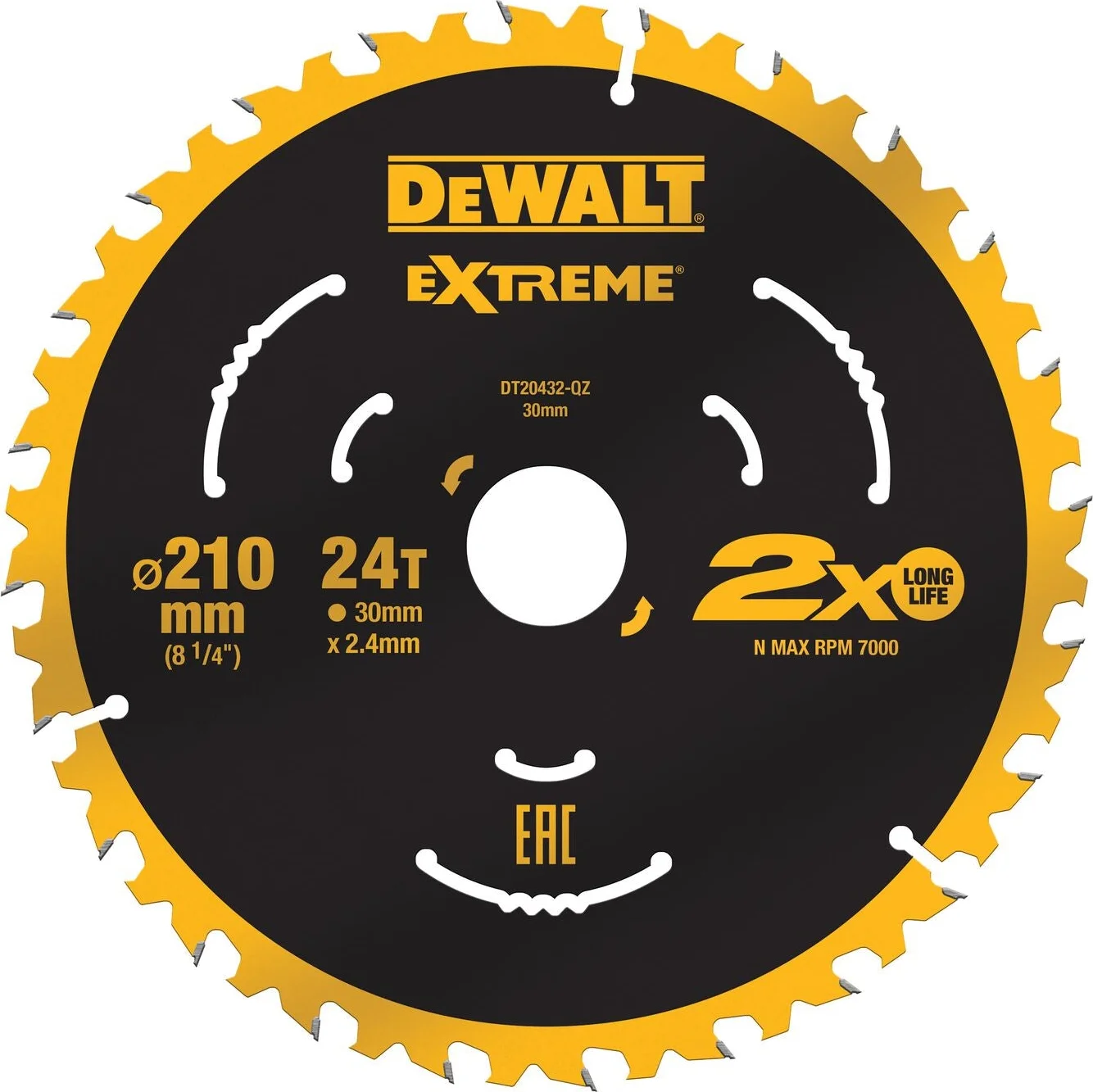 DeWALT Cirkelzaagblad voor Hout | Universeel | Ø 210mm Asgat 30mm 24T - DT20432-QZ