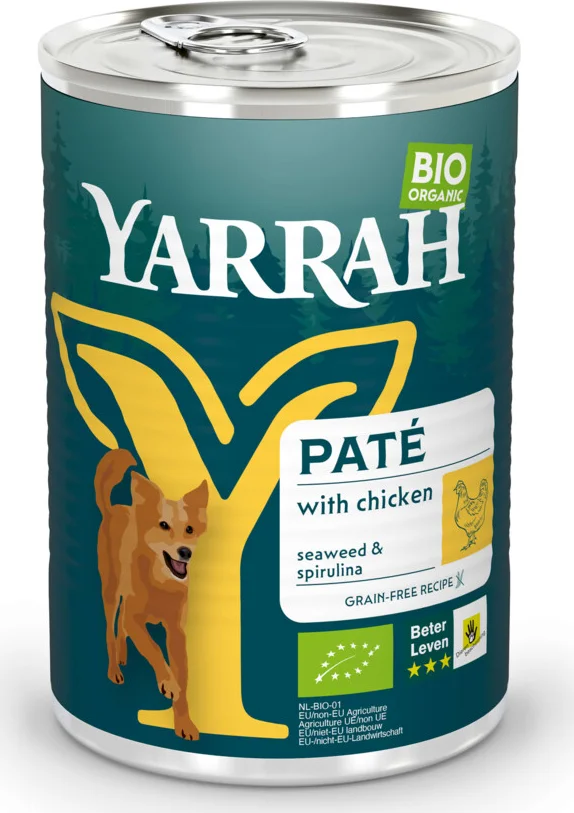 12x Yarrah Bio Hondenvoer Paté Kip 400 gr