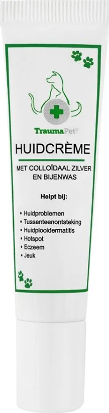 TraumaPet Huidcrème Hond & Kat – Met Colloïdaal Zilver & Bijenwas – Bij Jeuk, Roodheid, Eczeem & Droge Huid – 15 ml