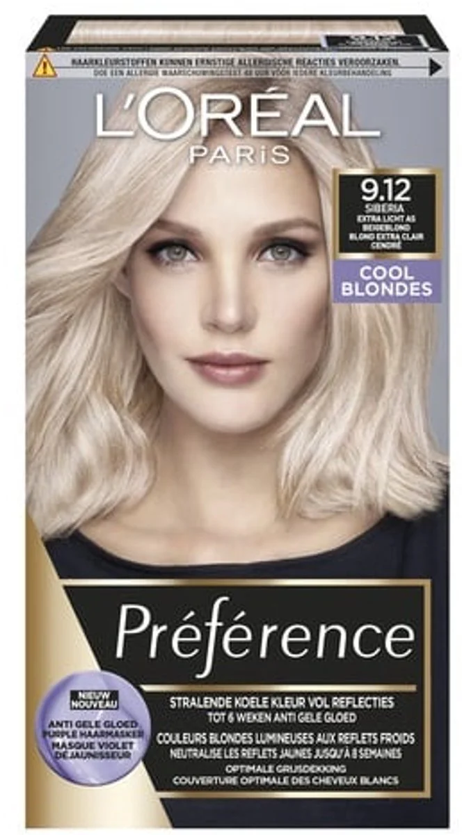 L'Oréal Préférence Cool Blondes Permanente Haarkleuring 9.12 Siberia - Extra Licht As Beigeblond