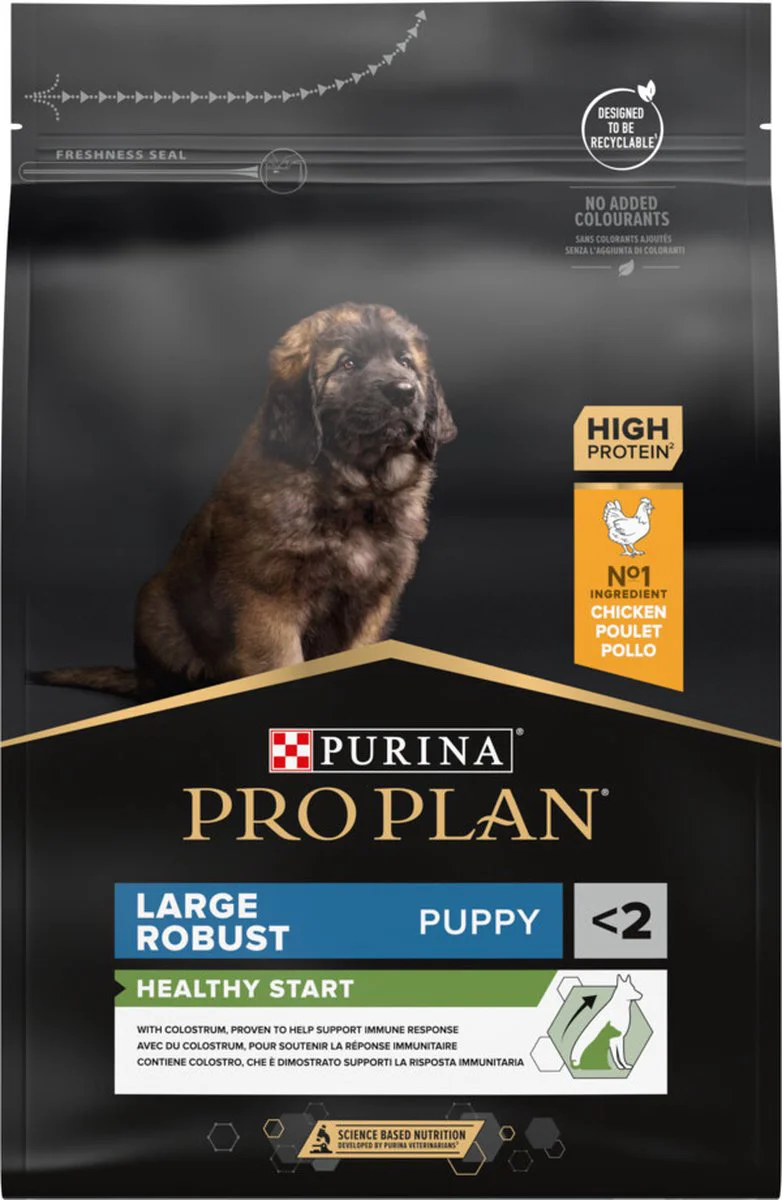 4x Pro Plan Hondenvoer Droog Puppy Large Robust Healthy Start Kip 3 kg