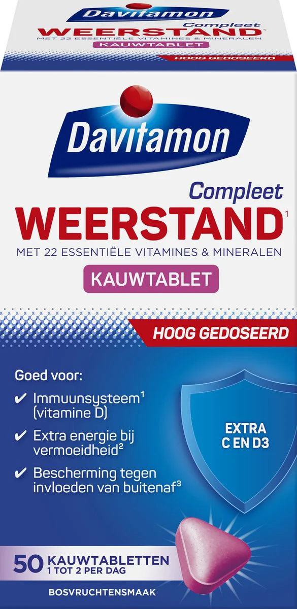 Davitamon Compleet Weerstand Hoog Gedoseerd Bosvruchten 50 kauwtabletten