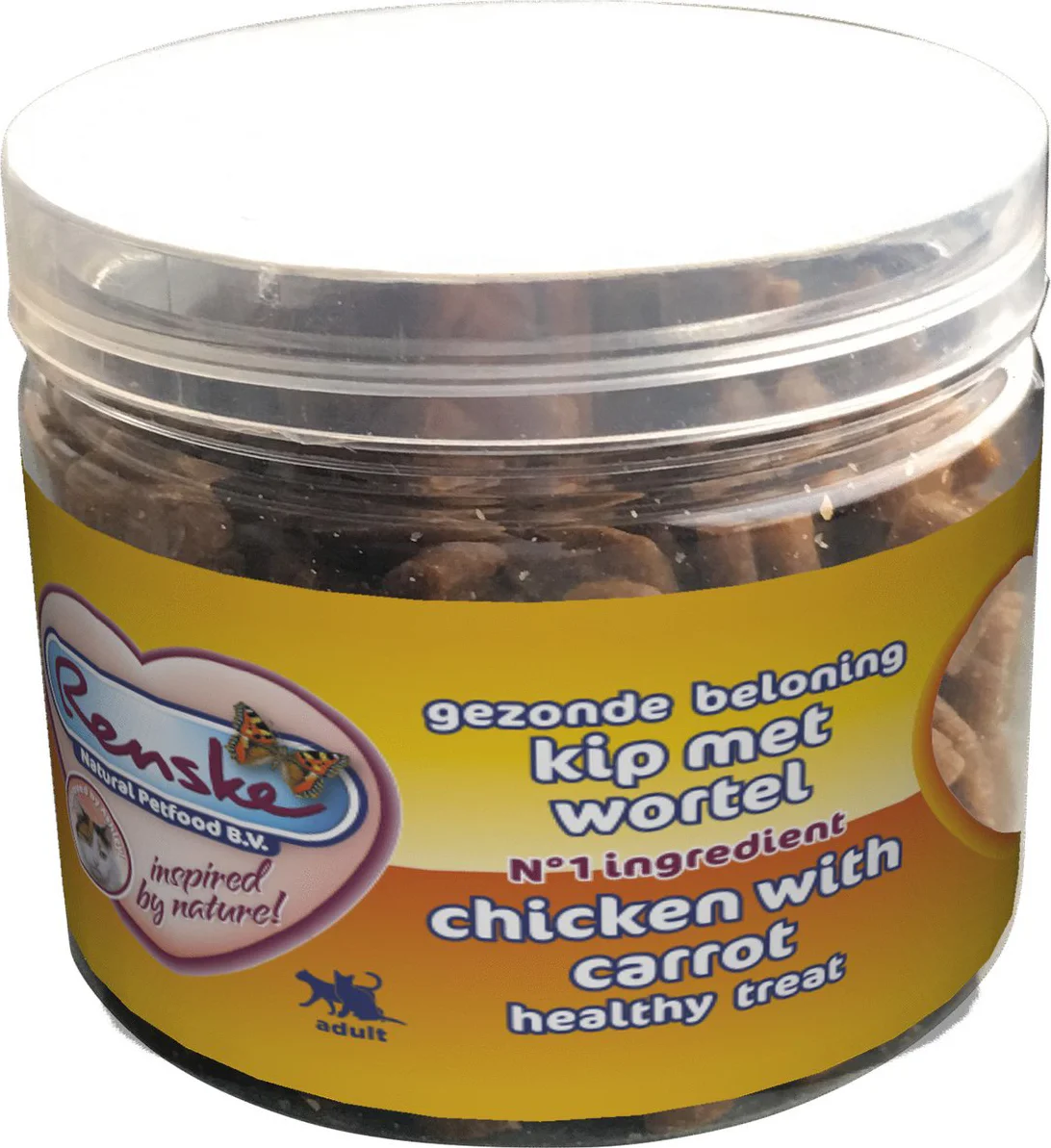 Renske Kattensnack Gezonde Beloning Hartjes Kip & Wortel 100 gr