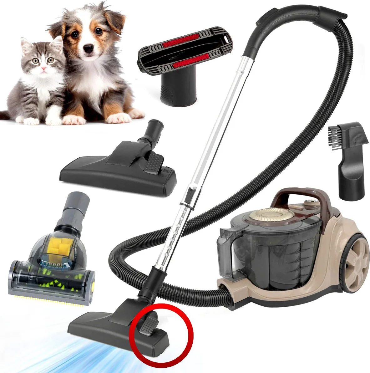 AG3300 Stofzuiger Zonder Zak - Stofzuigers - Vacuum Cleaner Zakloos - Geschikt Voor Dierenharen - Sterke Zuigkracht - HEPA Filter - Compact, Licht & Krachtig - Gemakkelijk Schoon Te Maken -Beige/Bruin