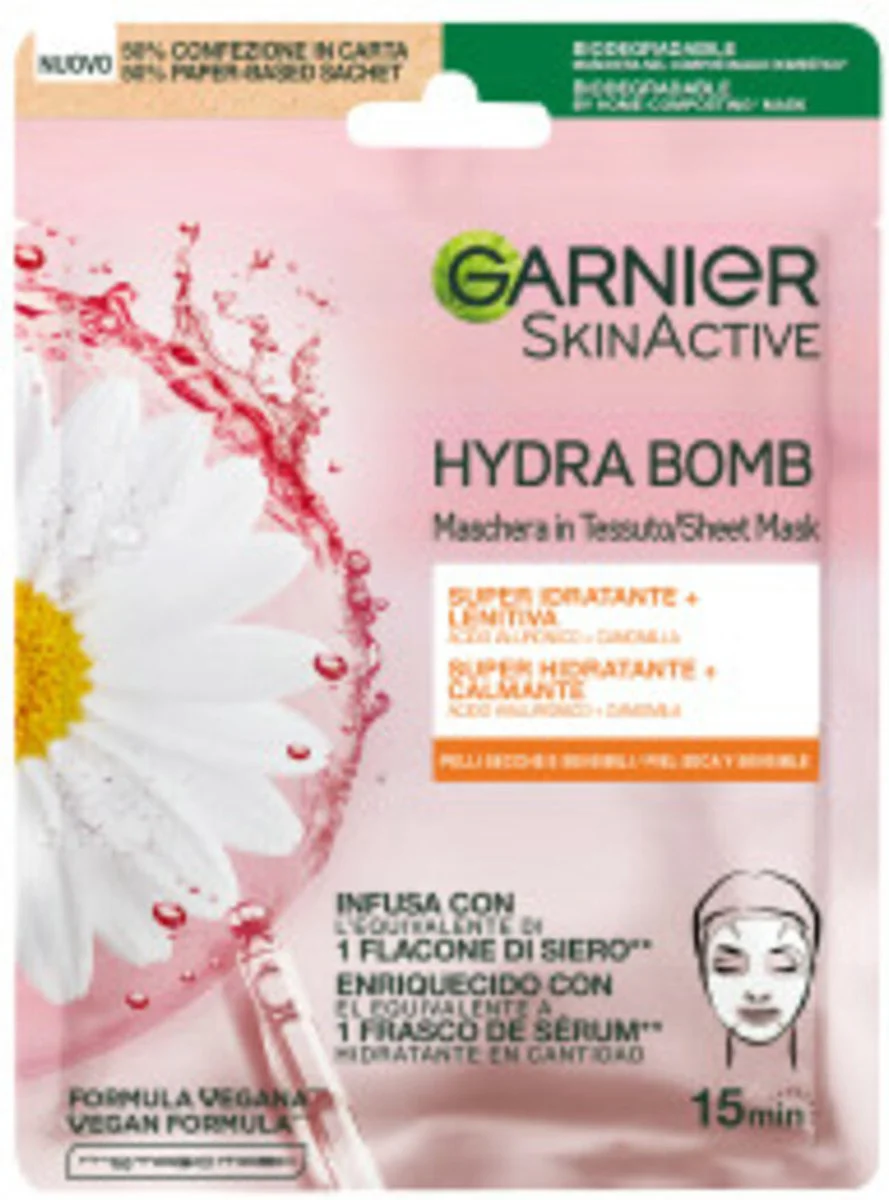 6x Garnier SkinActive Hydra Bomb Tissue Masker met Kamille en Hyaluronzuur