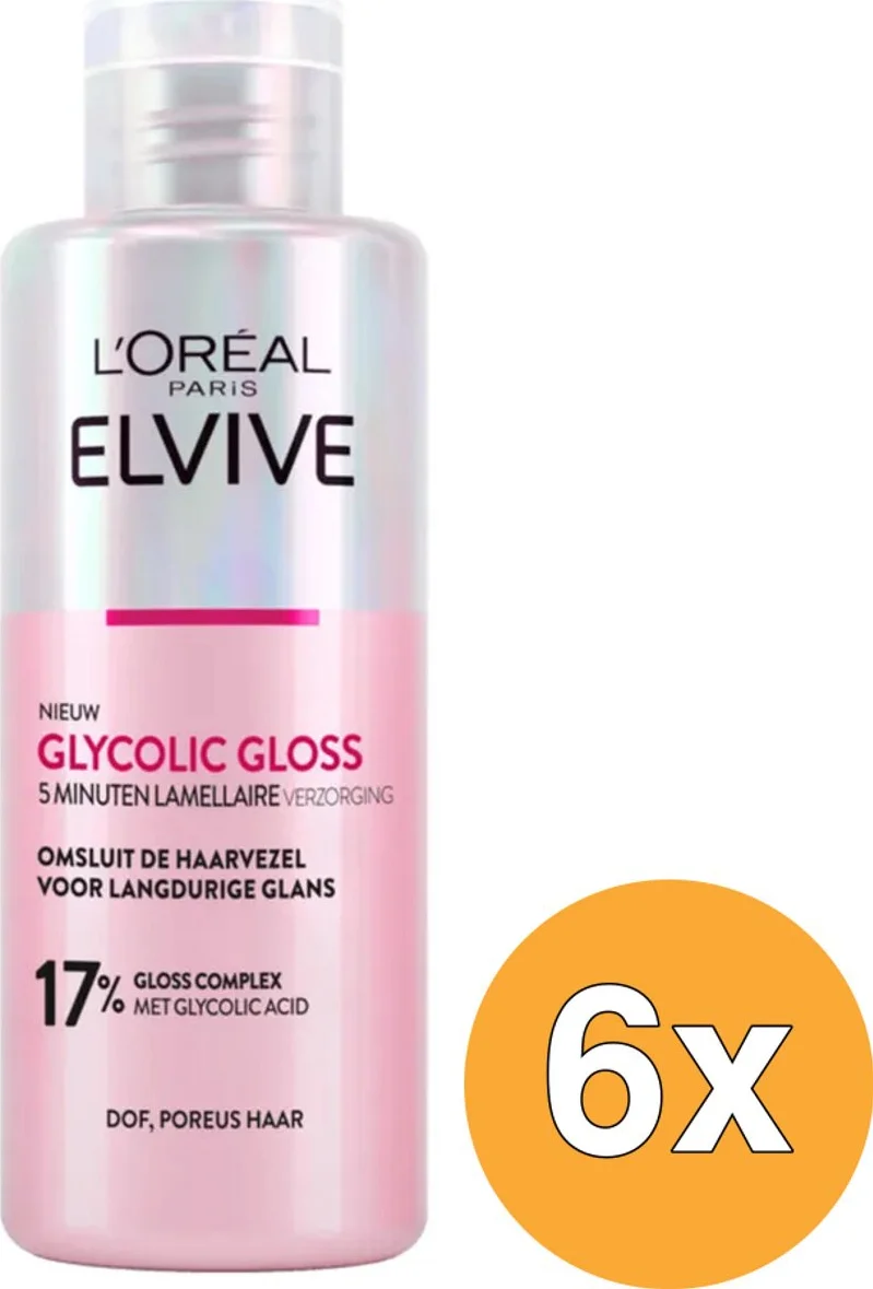 6x L'Oréal Post-Conditioner Elvive Glycolic Gloss 200 ml