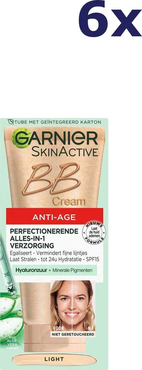 6x Garnier SkinActive Anti-Age BB Cream Light 50 ml