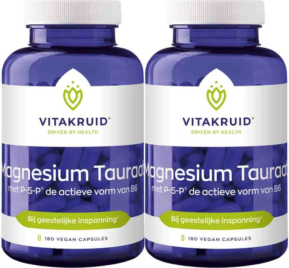 2x Vitakruid Magnesium Tauraat met P-5-P 180 vegancapsules