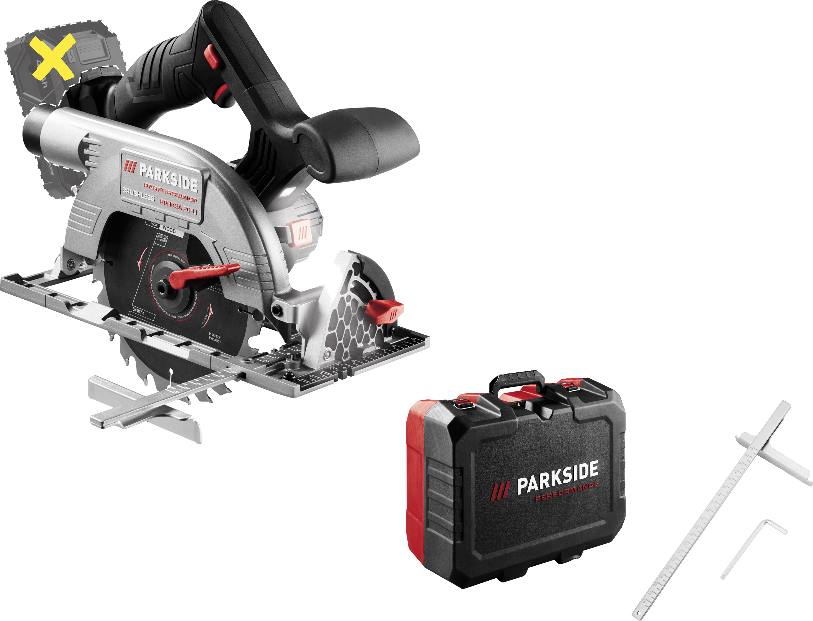 PARKSIDE PERFORMANCE Accu-handcirkelzaag 20 V, 165 mm, zonder accu en lader
