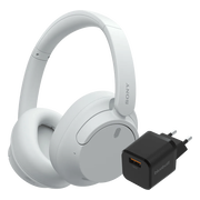 Sony WH-CH720N Wit + BlueBuilt Quick Charge Oplader met Usb A Poort 18W Zwart