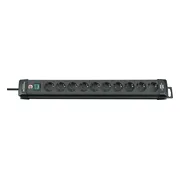 Brennenstuhl Premium-Line stekkerdoosdoos 10-voudig (verdeeldoos met schakelaar en 3m kabel -45° hoek van de veiligheidscontactdozen) zwart
