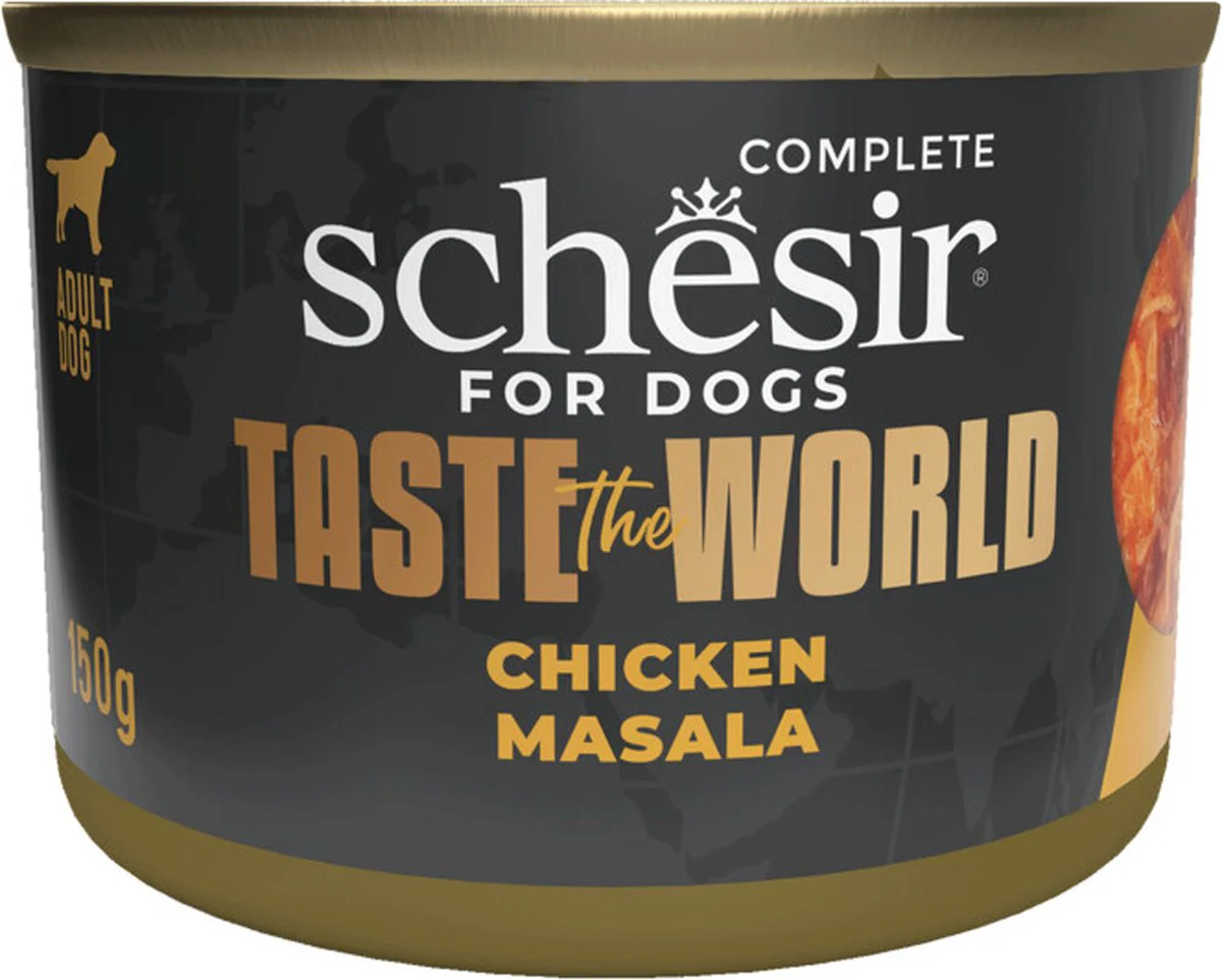 8x Schesir Taste The World Hond Kip Masala 150 gr