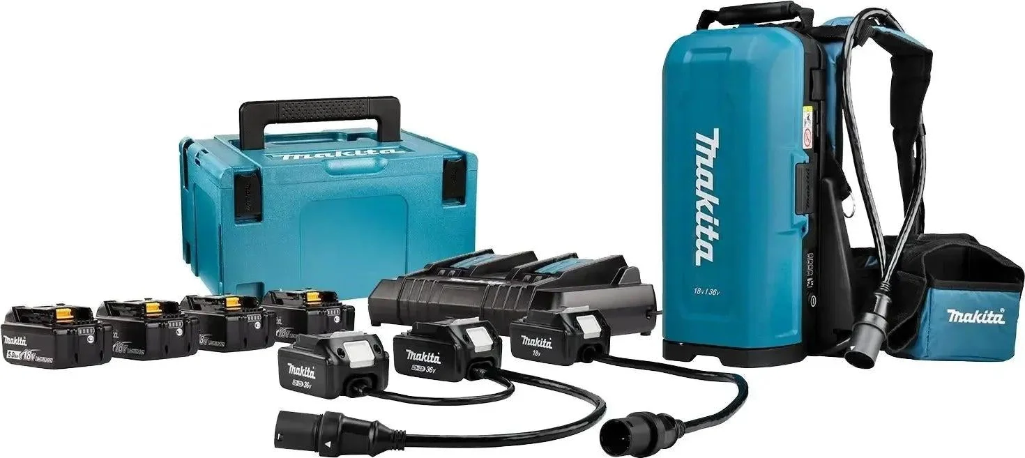 Makita PDC01 Ruggedragen Accustation met 18V & 2x18V adapter DC18RD 4x BL1850B in Mbox - PDC01X1
